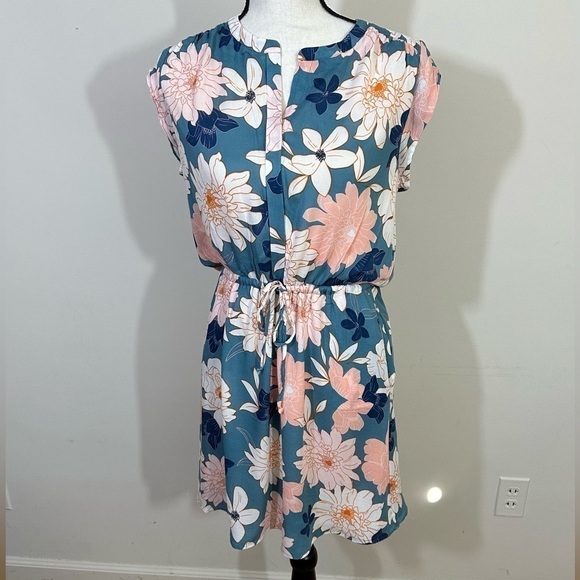 DR 2 sz med dress sheer overlay with a full lining  Very pretty floral - Picture 1 of 12